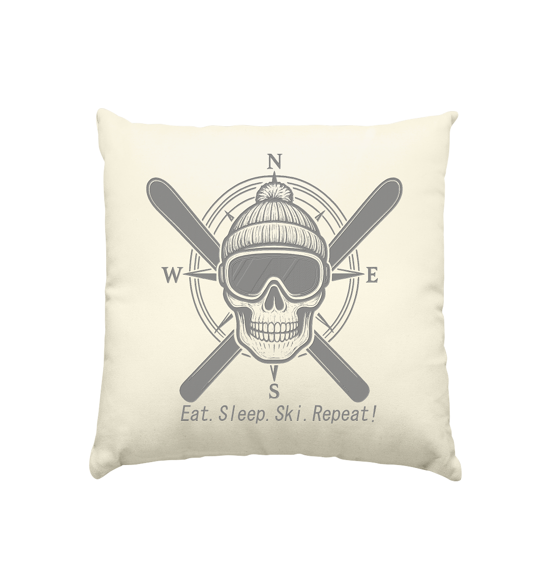 Eat.Sleep.Ski.Repeat! - Kissen natur 40x40cm