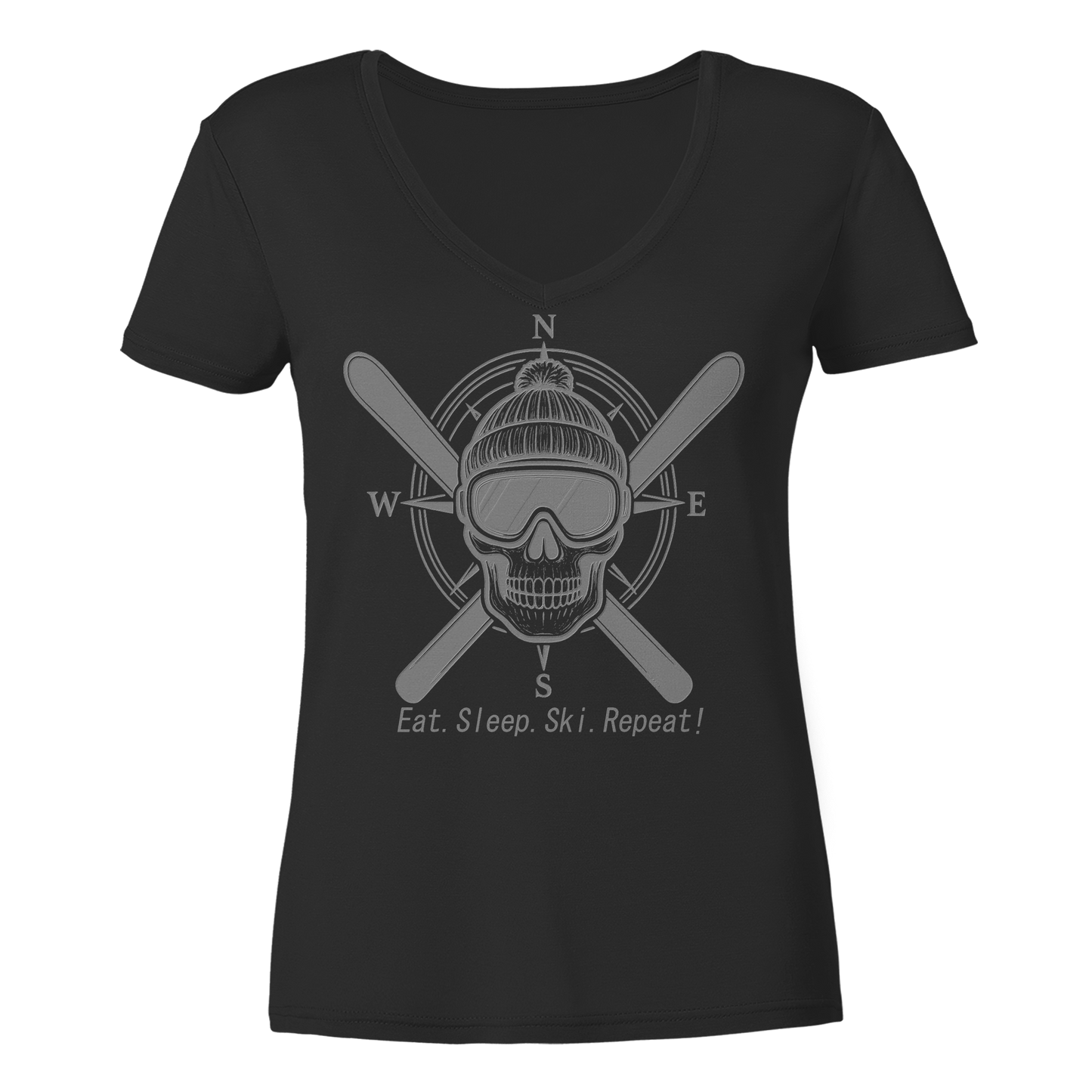Eat.Sleep.Ski.Repeat! - Ladies V-Neck Shirt