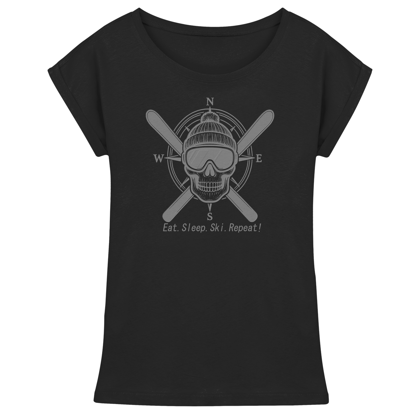 Eat.Sleep.Ski.Repeat! - Womens Extended Shoulder T-Shirt
