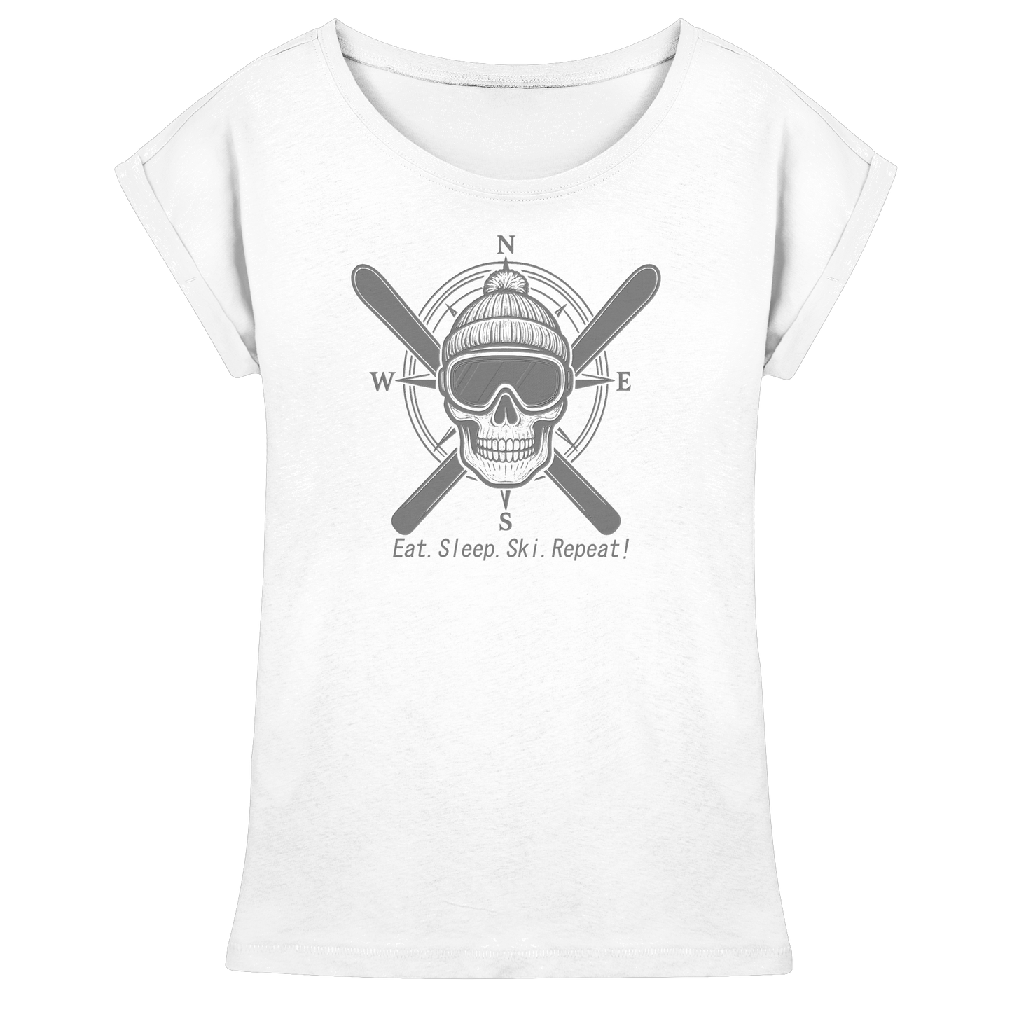 Eat.Sleep.Ski.Repeat! - Womens Extended Shoulder T-Shirt