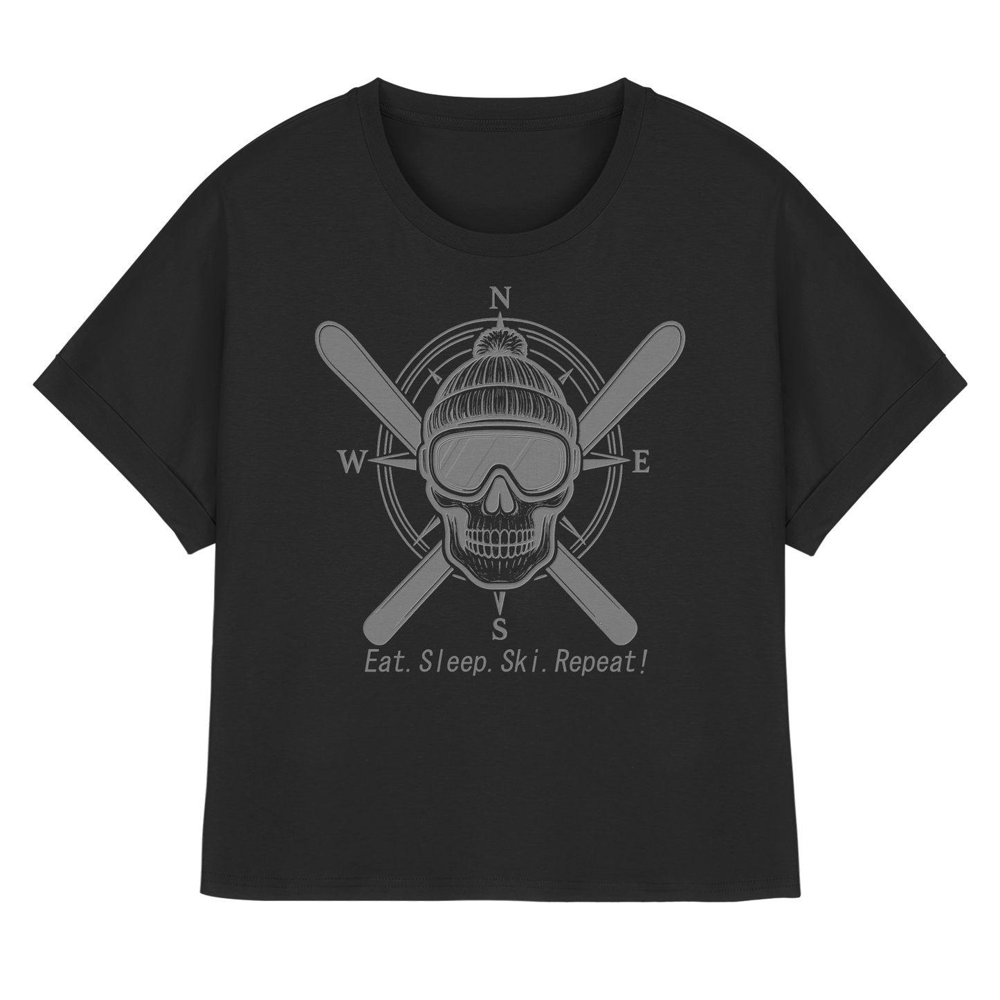 Eat.Sleep.Ski.Repeat! - Womens Organic Rolled Sleeves T-Shirt