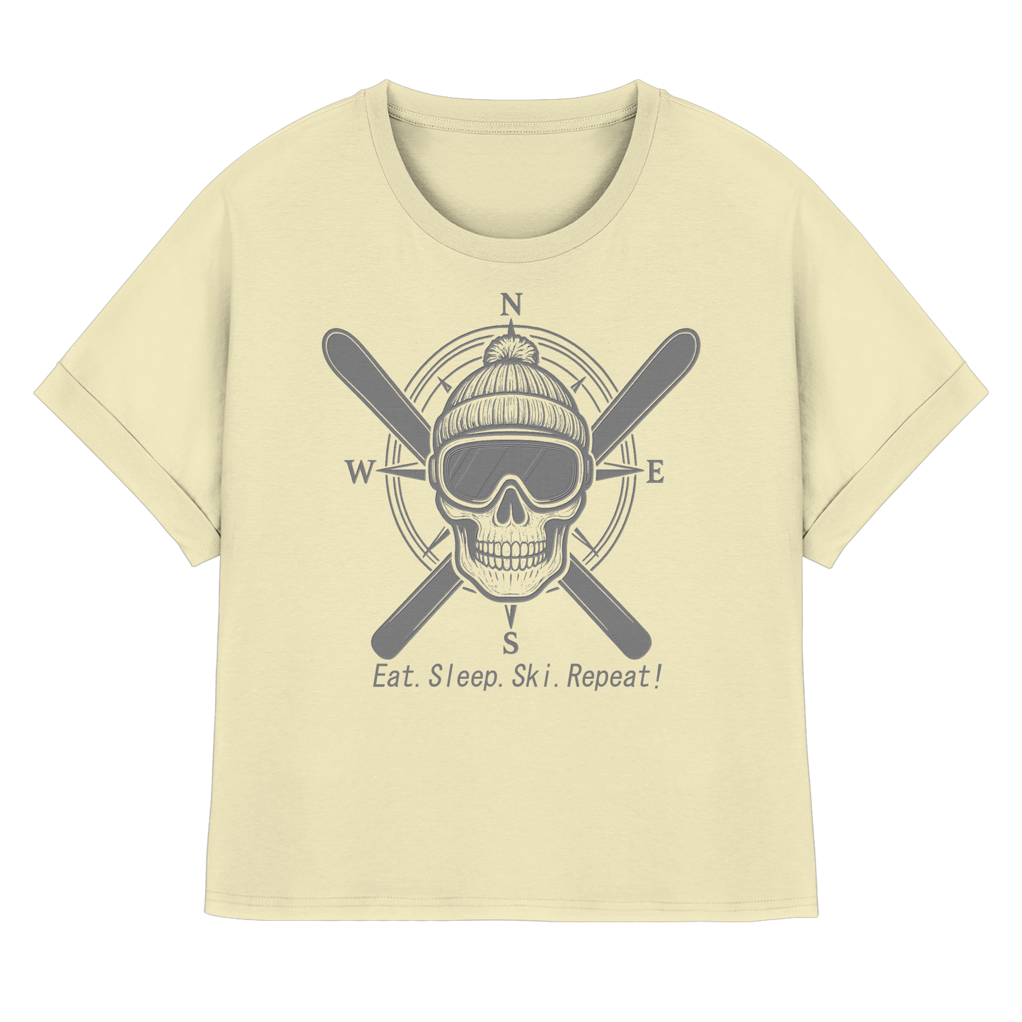 Eat.Sleep.Ski.Repeat! - Womens Organic Rolled Sleeves T-Shirt