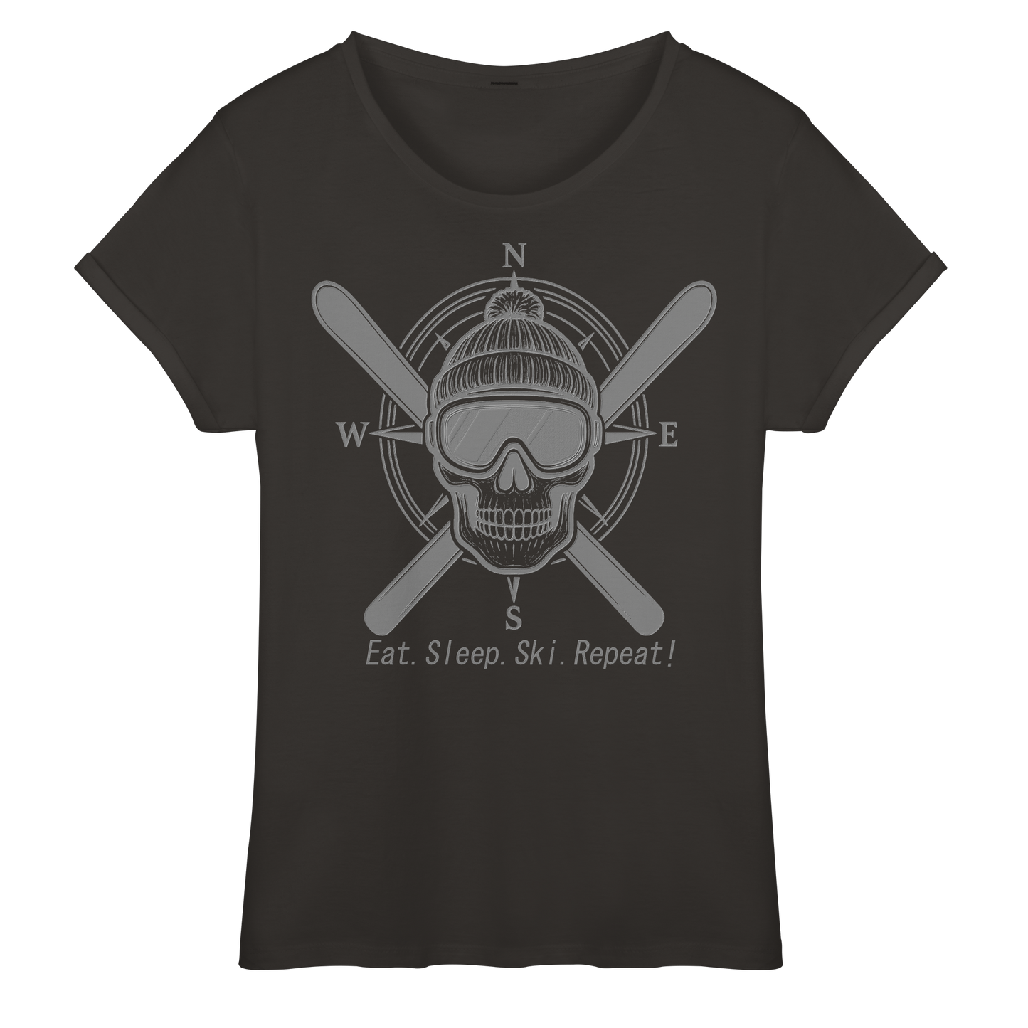Eat.Sleep.Ski.Repeat! - Womens Roll-Up T-Shirt