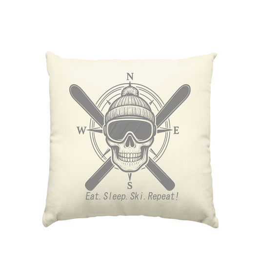 Eat.Sleep.Ski.Repeat! - Kissen natur 40x40cm