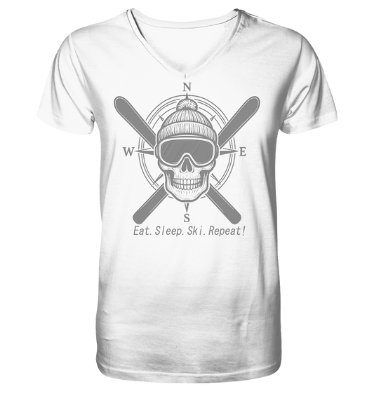 Eat.Sleep.Ski.Repeat! - Mens Organic V-Neck Shirt