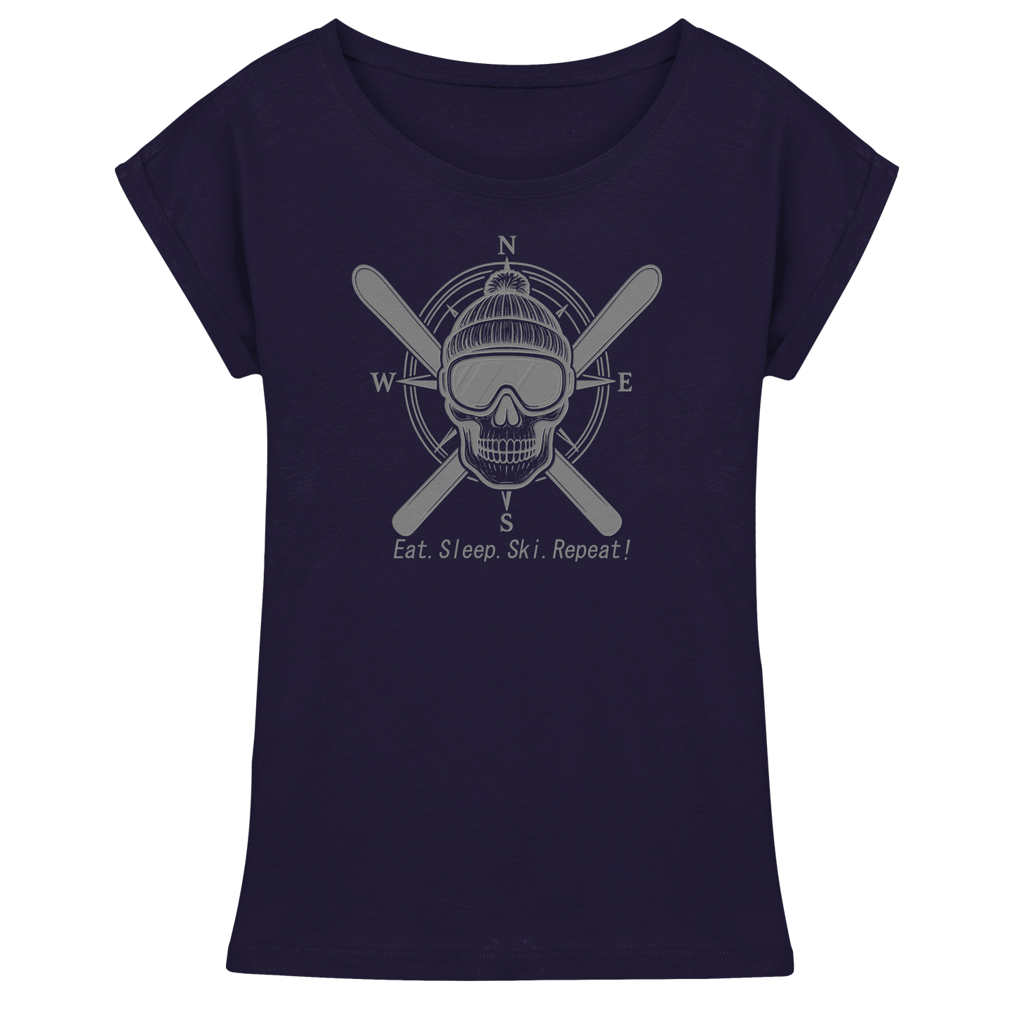 Eat.Sleep.Ski.Repeat! - Womens Extended Shoulder T-Shirt
