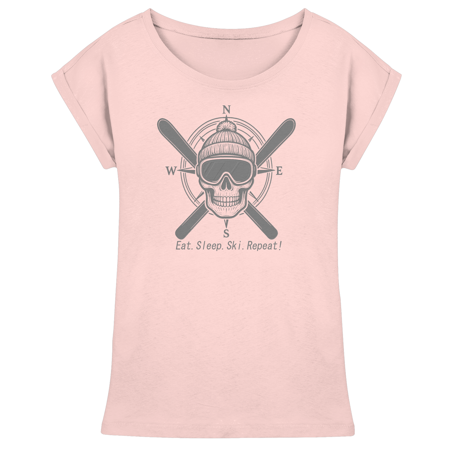 Eat.Sleep.Ski.Repeat! - Womens Extended Shoulder T-Shirt