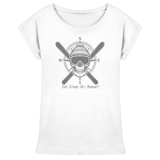 Eat.Sleep.Ski.Repeat! - Womens Extended Shoulder T-Shirt