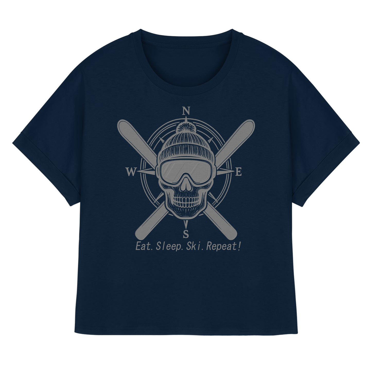 Eat.Sleep.Ski.Repeat! - Womens Organic Rolled Sleeves T-Shirt