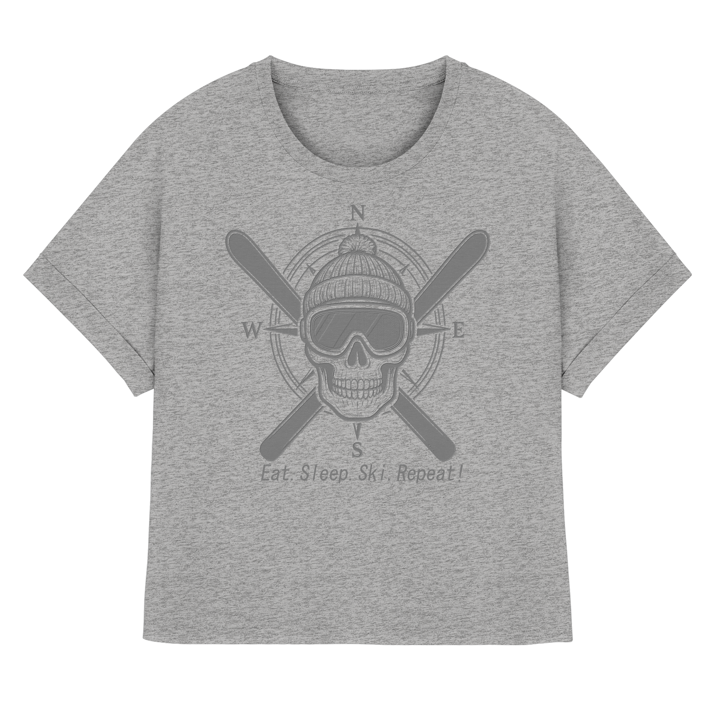 Eat.Sleep.Ski.Repeat! - Womens Organic Rolled Sleeves T-Shirt