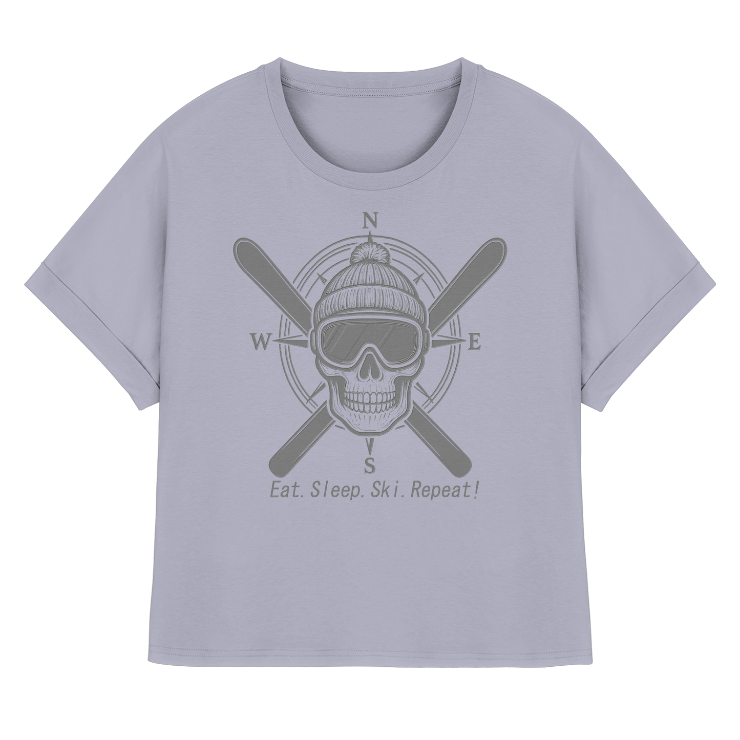 Eat.Sleep.Ski.Repeat! - Womens Organic Rolled Sleeves T-Shirt