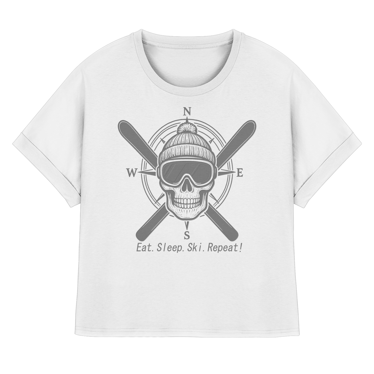 Eat.Sleep.Ski.Repeat! - Womens Organic Rolled Sleeves T-Shirt