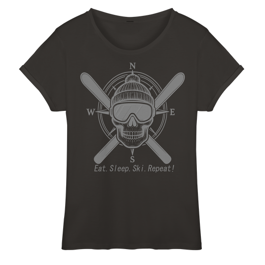 Eat.Sleep.Ski.Repeat! - Womens Roll-Up T-Shirt